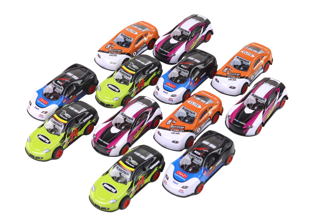 Set of Sports Cars 1:55 With Friction Drive, 12 Colorful Pieces