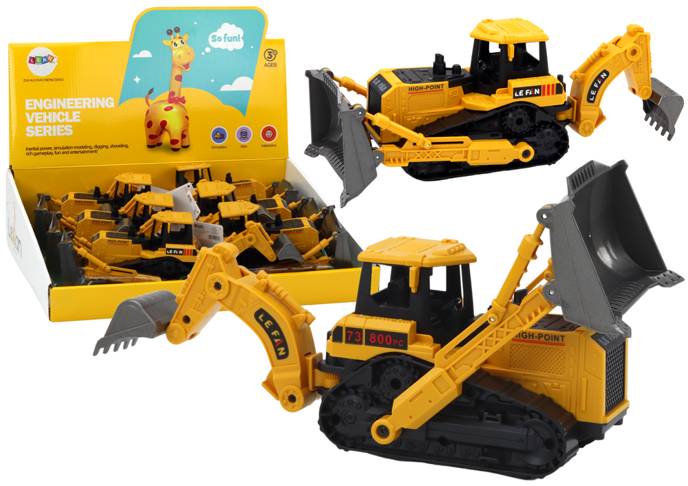 Crawler Excavator Construction Vehicle 2 Buckets Yellow