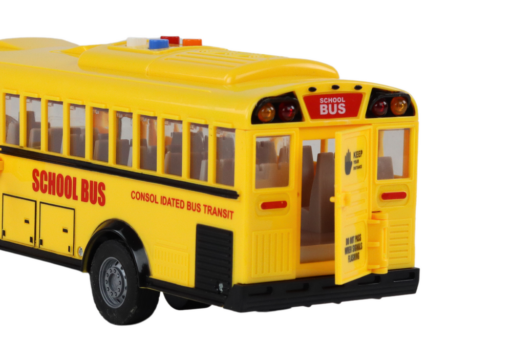 School Bus 1:16 Friction Drive Opening Doors Lights Sounds Yellow