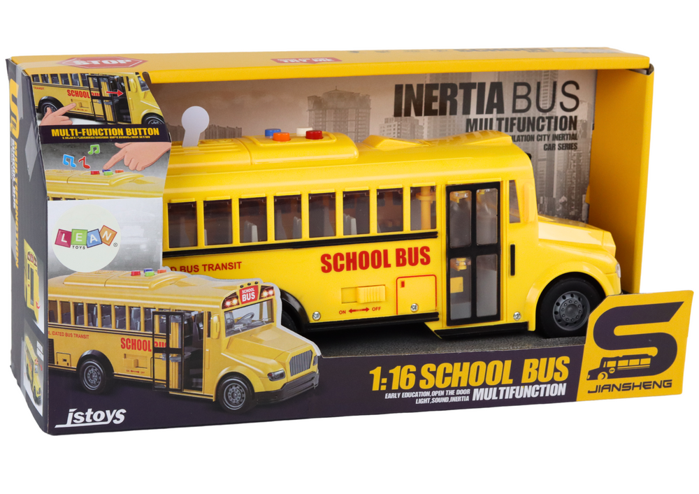 School Bus 1:16 Friction Drive Opening Doors Lights Sounds Yellow