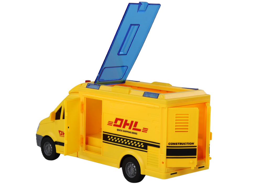 Delivery Car 1:16 Friction Drive Opening Doors Lights Yellow Sounds