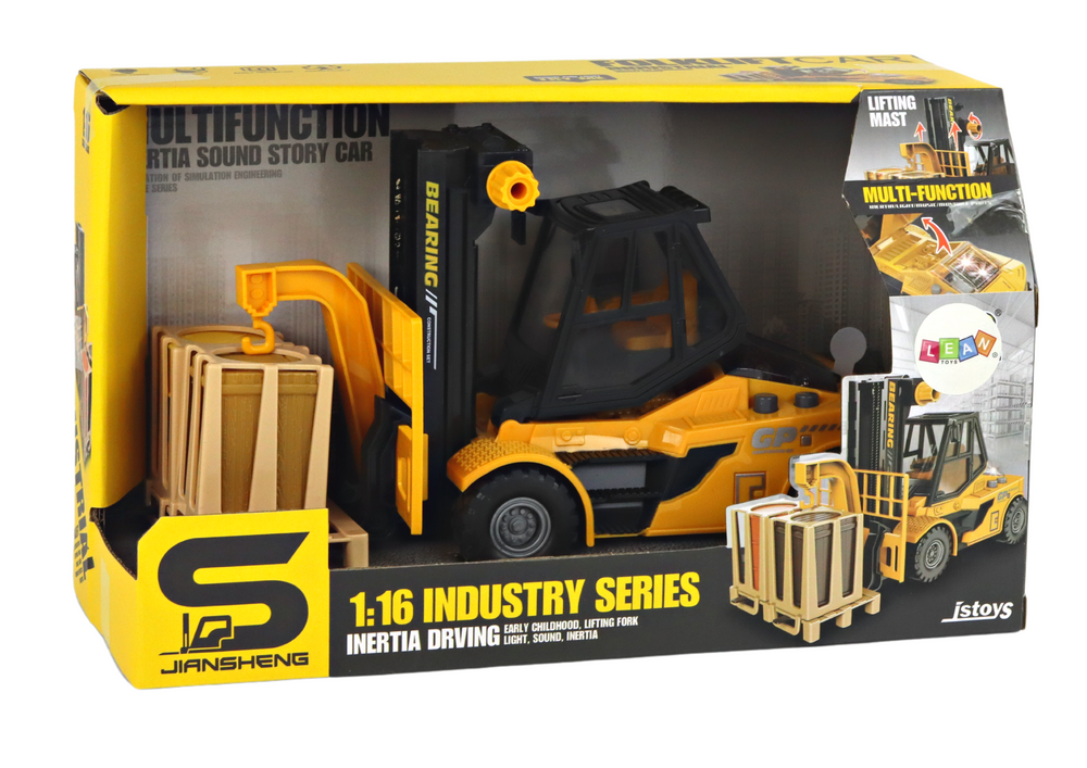 Yellow Forklift 1:16 Moving Forks Sounds Lights