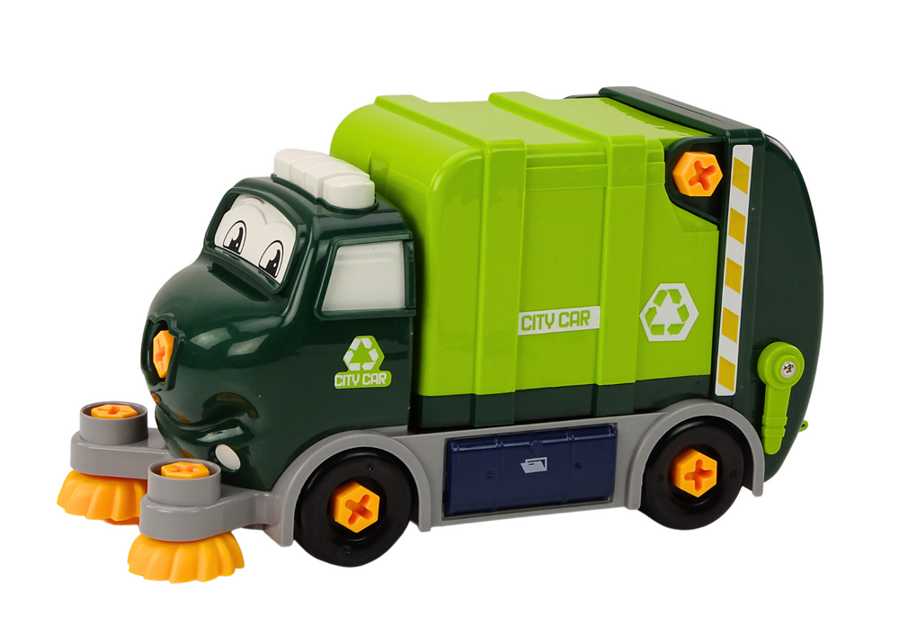 Cartoon Garbage Truck Turning Movable DIY Green