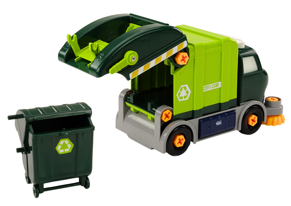 Cartoon Garbage Truck Turning Movable DIY Green