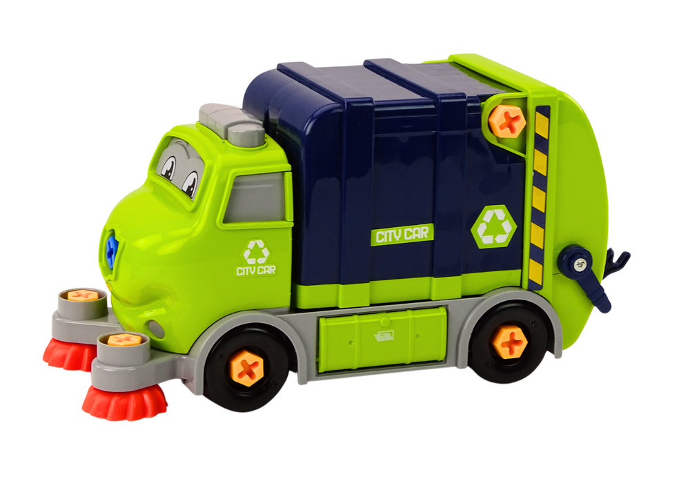 Cartoon Garbage Truck Turning Movable DIY Navy Blue