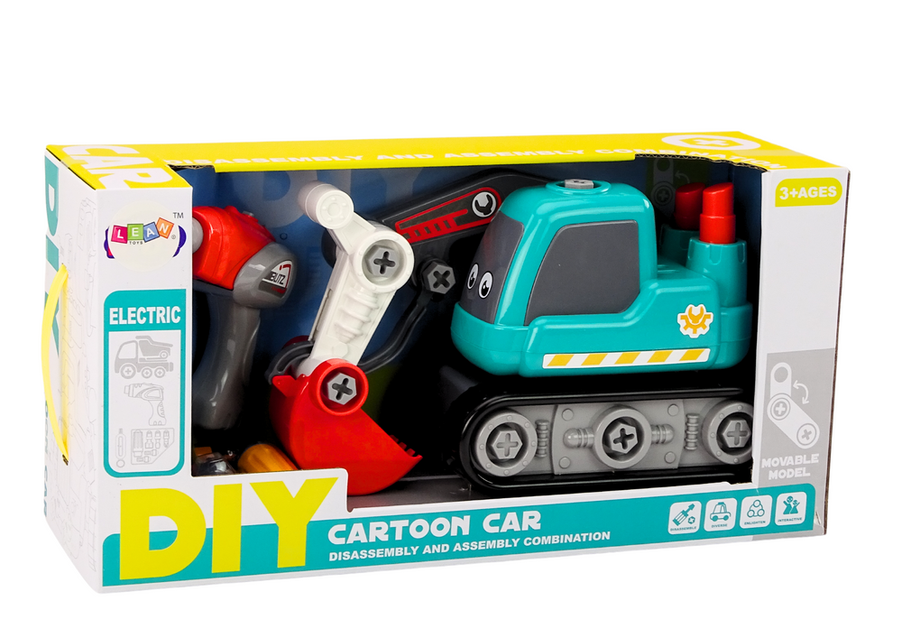 Cartoon Crawler Excavator For Turning DIY Turquoise