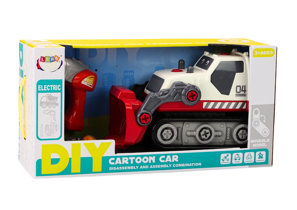 Cartoon Crawler Excavator For Turning DIY White