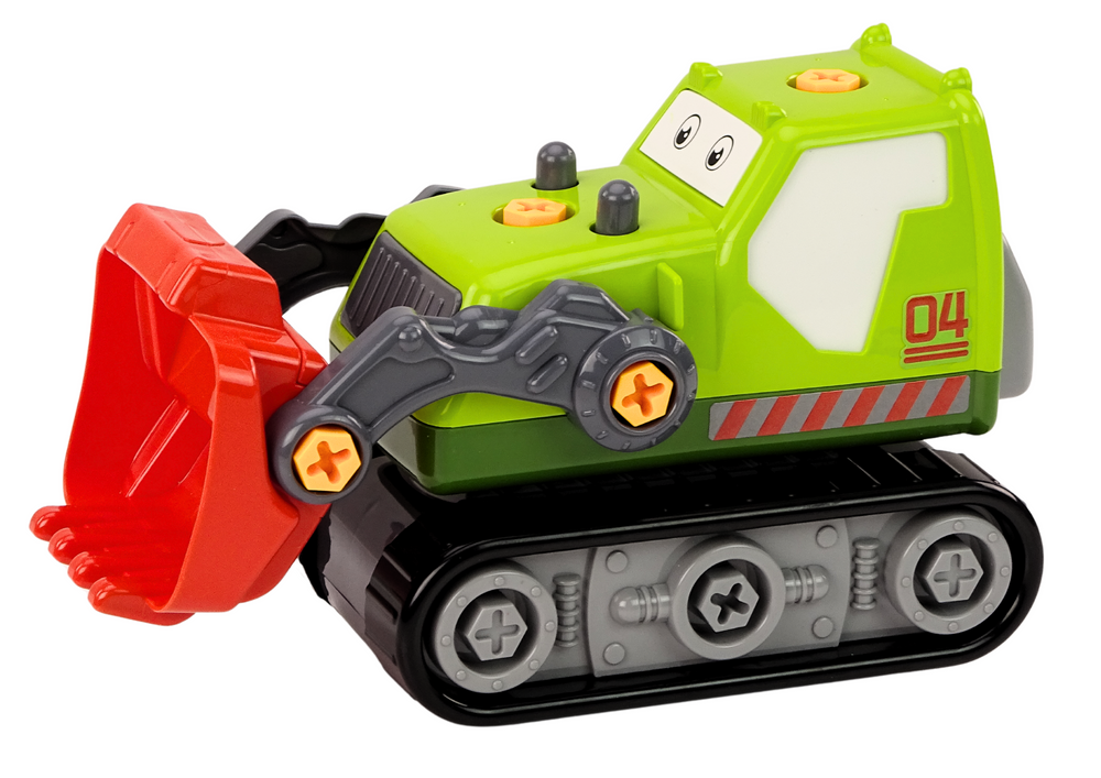 Cartoon Crawler Excavator To Disassemble DIY Green