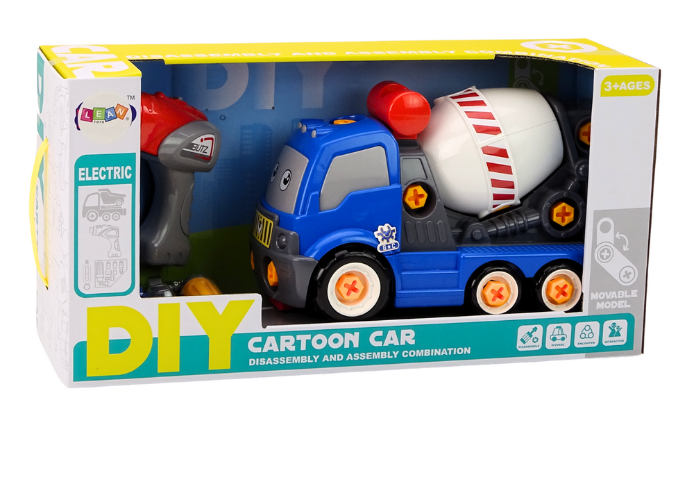 Cartoon Concrete Mixer Truck For Turning DIY Blue