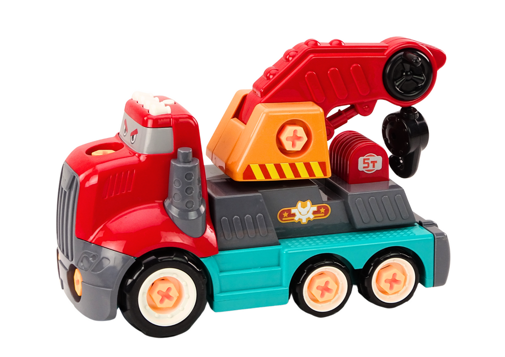 Cartoon Truck With Hook To Dismantle DIY Red Crane