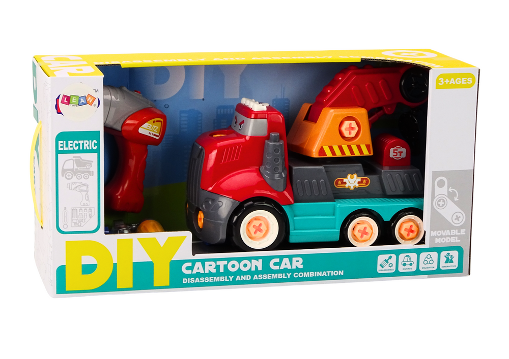 Cartoon Truck With Hook To Dismantle DIY Red Crane