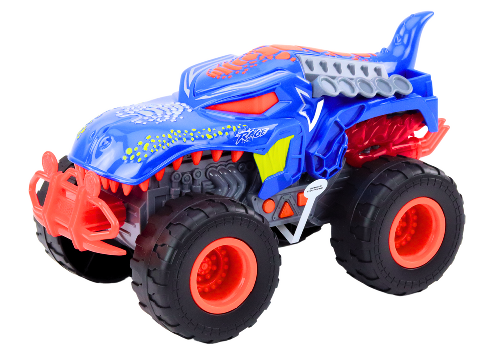 Offroad Car Dinosaur Velociraptor Lights Sounds Drive Blue