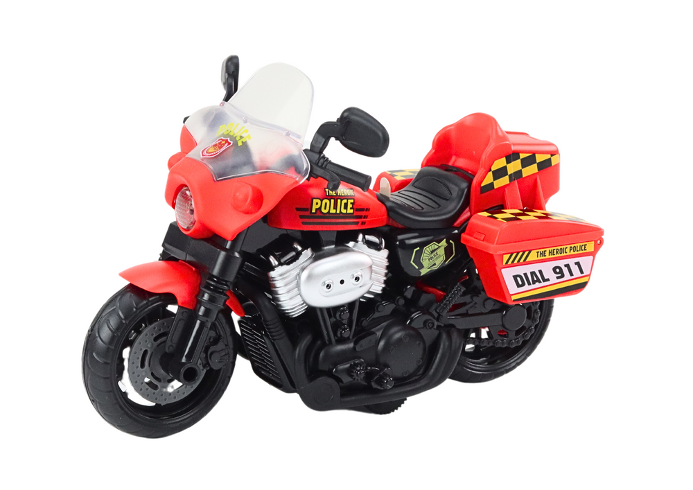 Police Motorcycle 1:10 Lights Sounds White Red