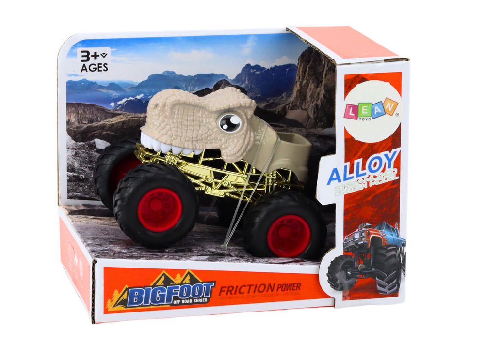 Dinosaur Off-Road Car with Large Rubber Wheels, Beige