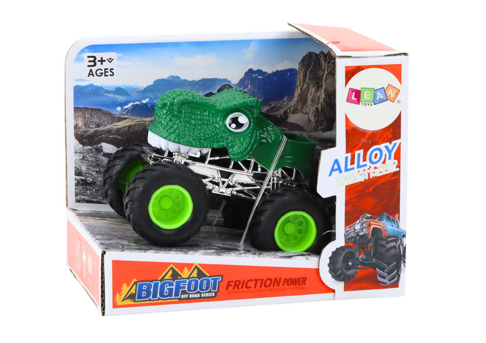 Dinosaur Off-Road Car with Large Rubber Wheels, Green