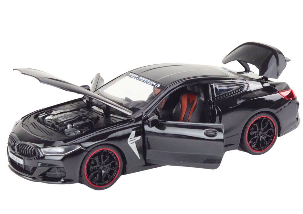 Sports Car Metal Friction Drive Openable Elements 1:24 Black