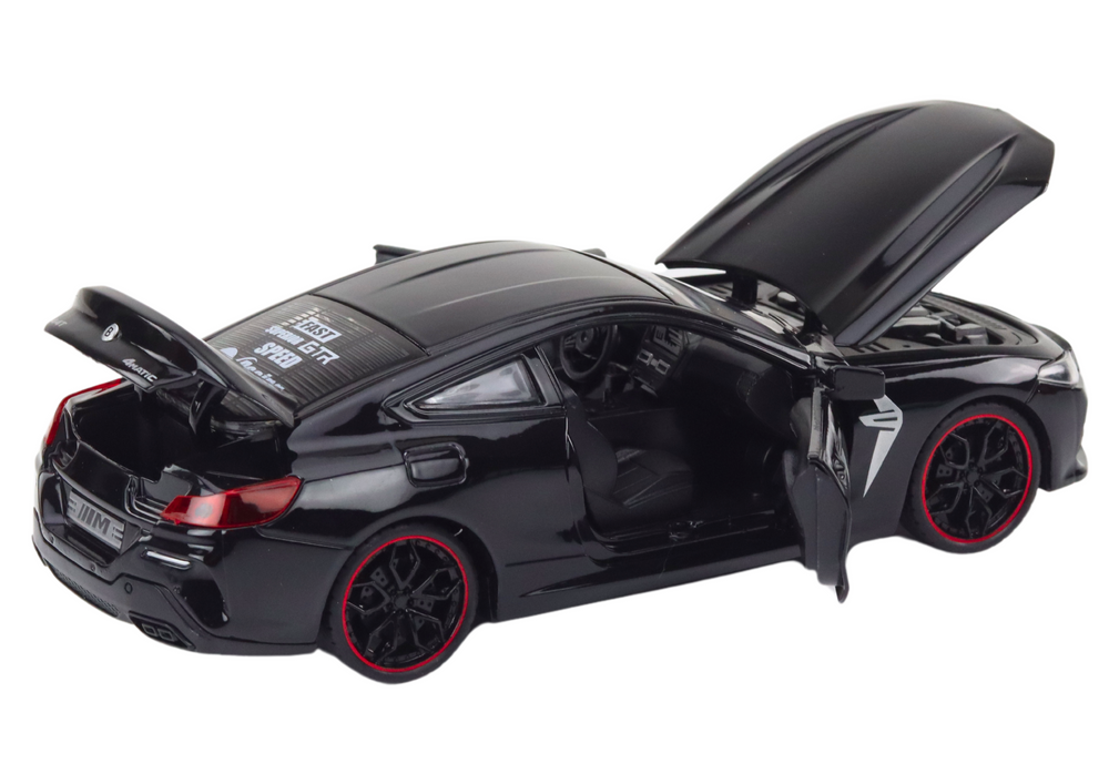 Sports Car Metal Friction Drive Openable Elements 1:24 Black