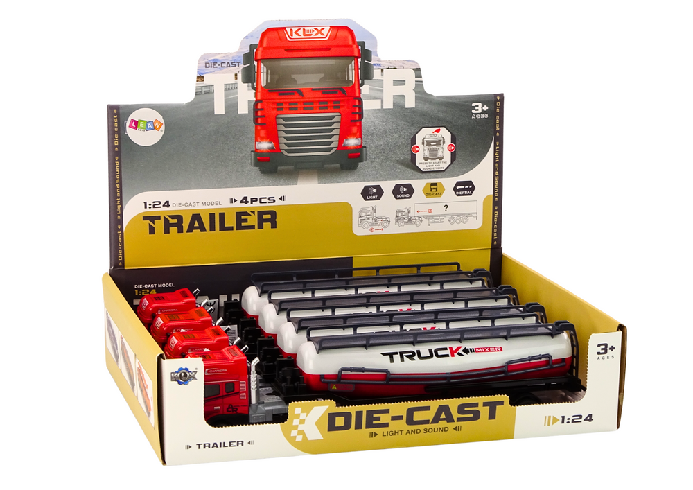 Truck With Trailer TIR Tanker 1:24 Car Truck Red Sounds