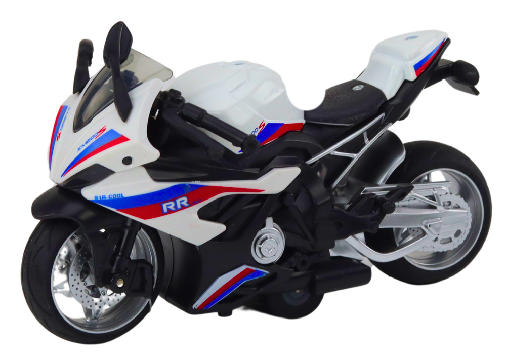 Sports Motorcycle with Friction Drive 3 Colors White Green Blue