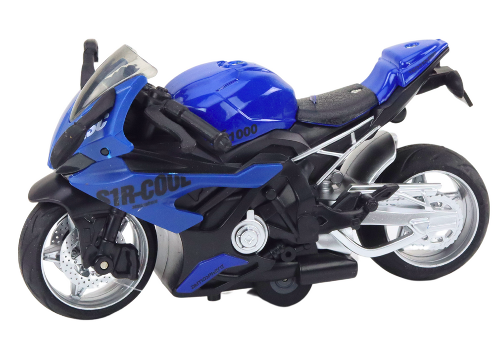 Sports Motorcycle with Friction Drive 3 Colors White Green Blue