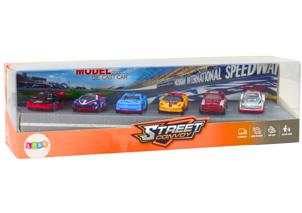 Spring Set 1:64 Sports Cars Metal Vehicles Mix 6 pcs.