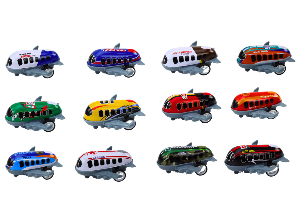 Set of 12 Toy Cars, Powered Planes, 5cm road signs