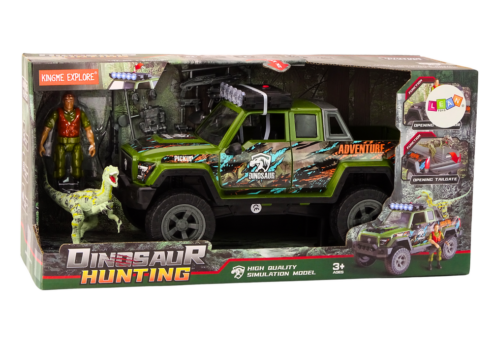 Off-Road Hunting Car Hunter Dinosaur Lights Sounds Green