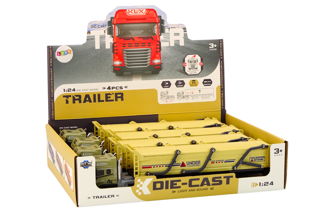 Truck With Trailer TIR Transport Vehicle 1:24 Sounds Lights Brown