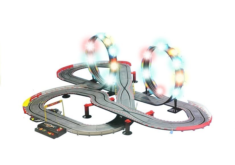 Racing Track 2 Cars Controllers Loop Lights Slot Cars