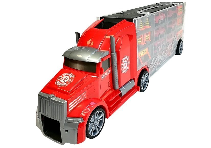 Fire brigade truck Sorter Suitcase with cars Helicopter Red