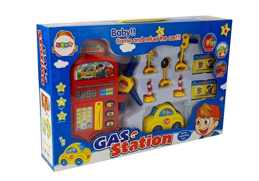 Set Gas Station Toy Car Road Signs Light Sound