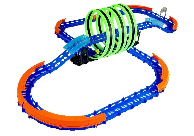 Racing Track Glowing in the Dark with Loops and Remote-Controlled Car