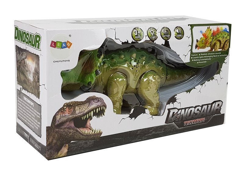 Dinosaur on Battery Triceratops Green