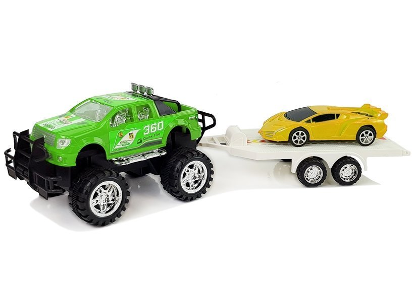 Set of  Vehicles Yellow Sportcars Green Off-Road with Friction