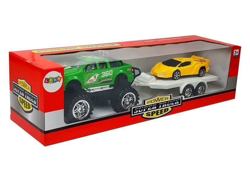 Set of  Vehicles Yellow Sportcars Green Off-Road with Friction