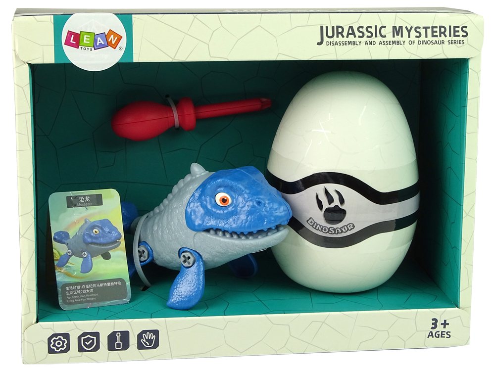 Set Dinosaur Mosasaur with Egg DIY Screwdriver Blue