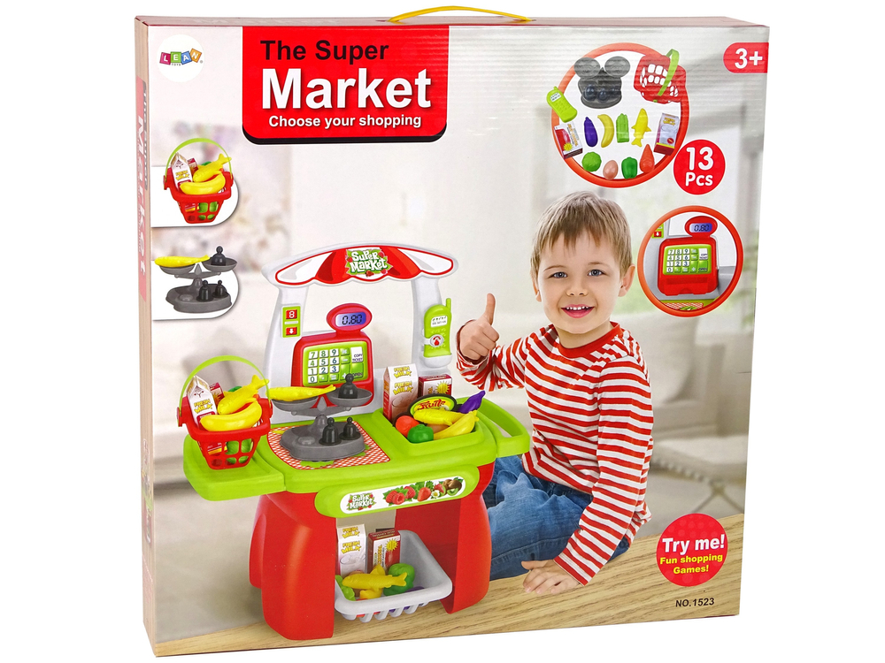 Supermarket Set Shop Basket Scale Groceries