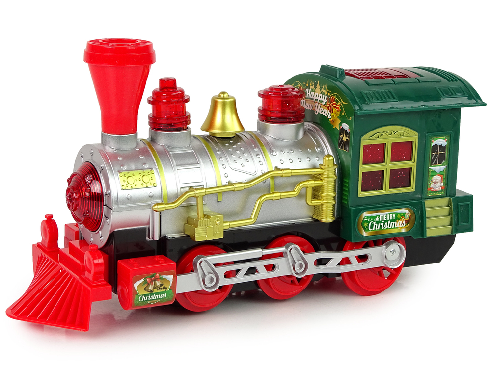 Christmas Locomotive Lights Sound Green Battery Operated