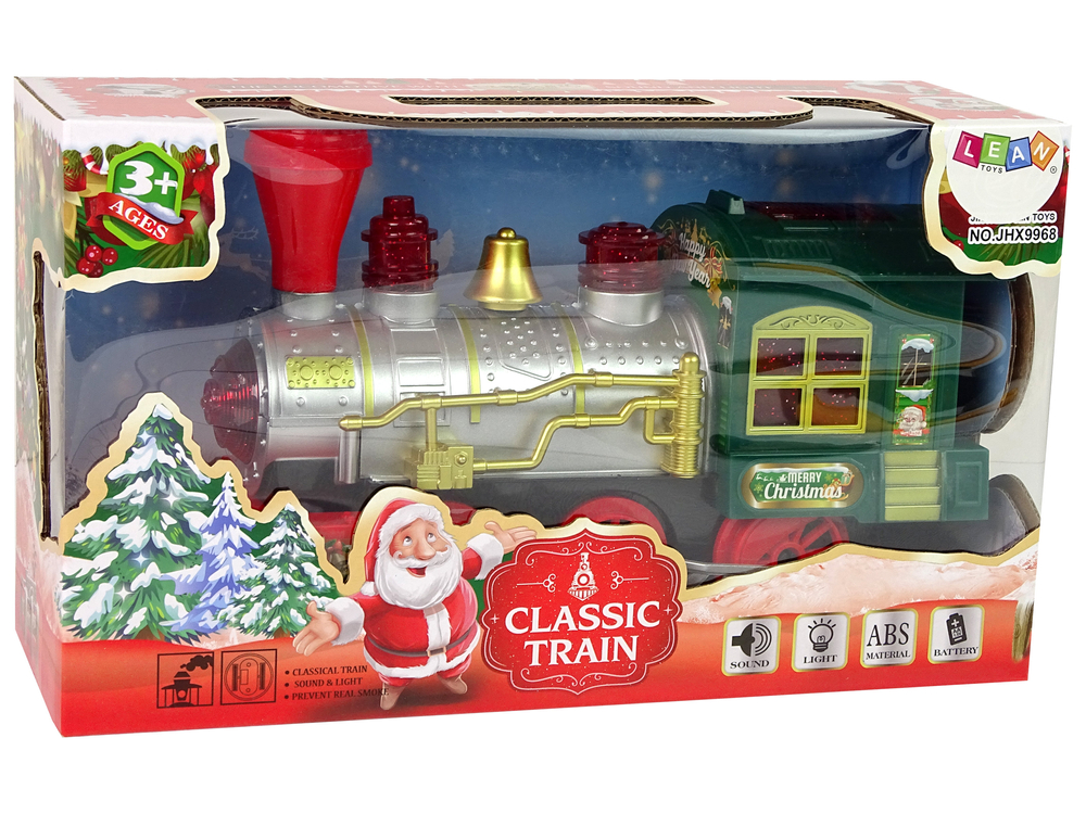 Christmas Locomotive Lights Sound Green Battery Operated