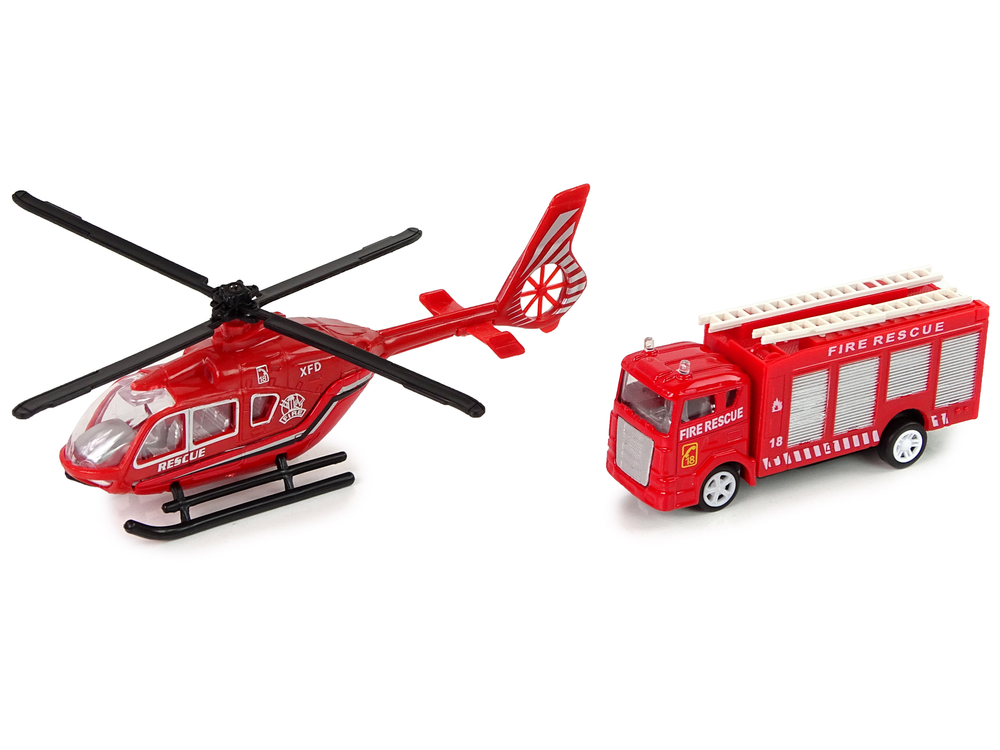 Fire Brigade Helicopter Pull Set Red