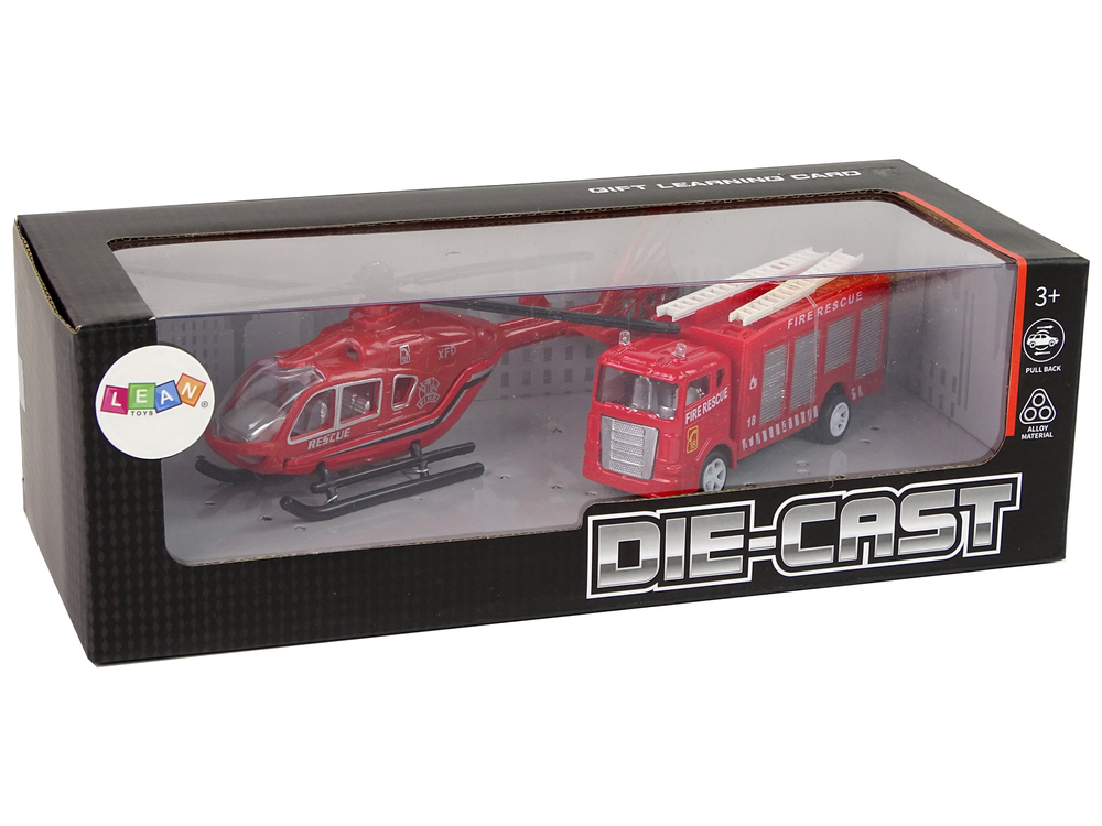 Fire Brigade Helicopter Pull Set Red