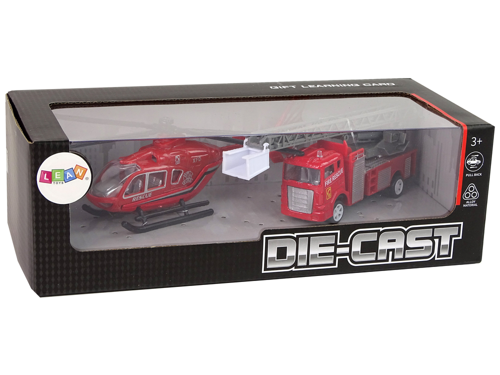 Fire Brigade Helicopter Train Cars Set