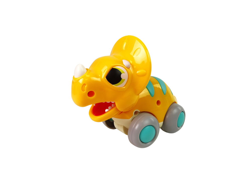 Dinosaur on Wheels Yellow Triceratops Figurine