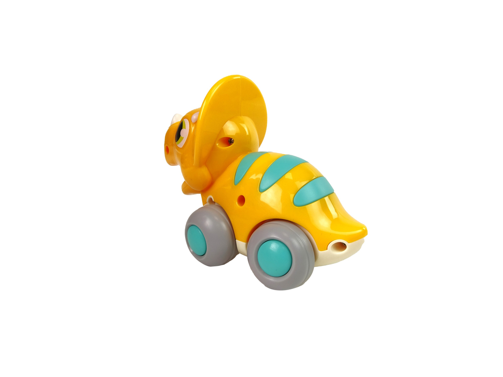 Dinosaur on Wheels Yellow Triceratops Figurine