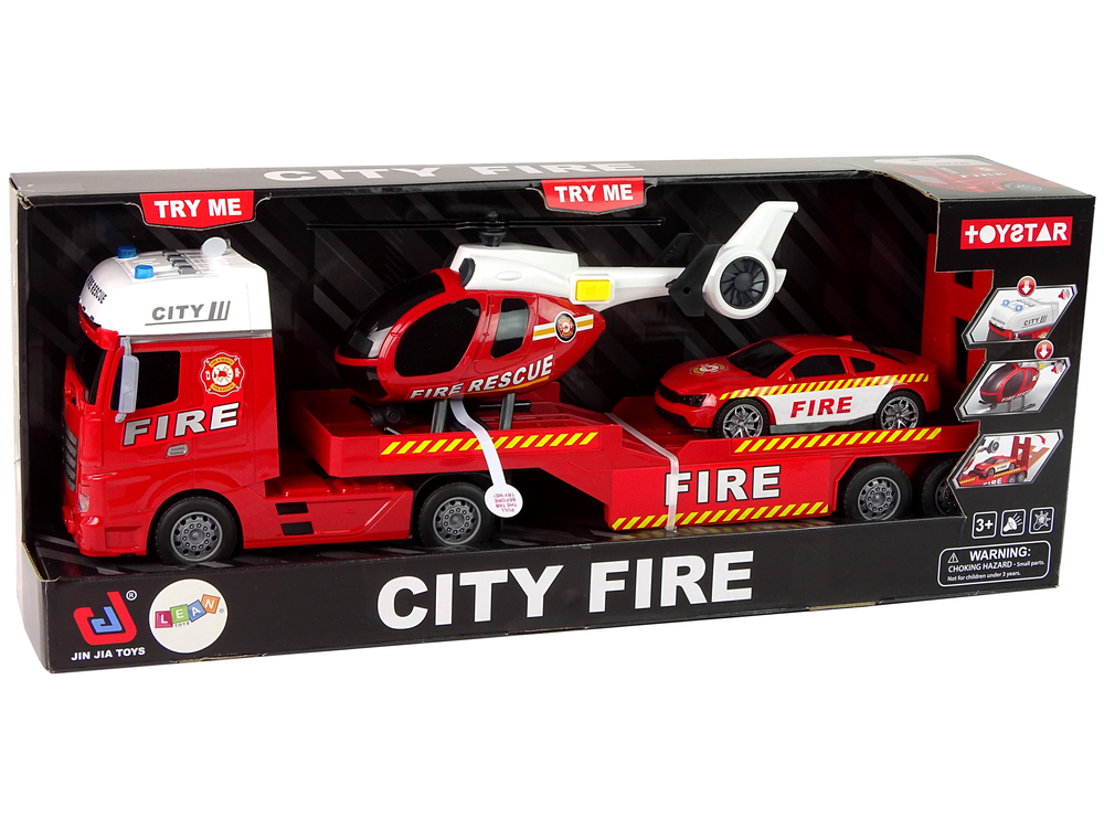 Fire Brigade Set Truck Helicopter Sound Lights