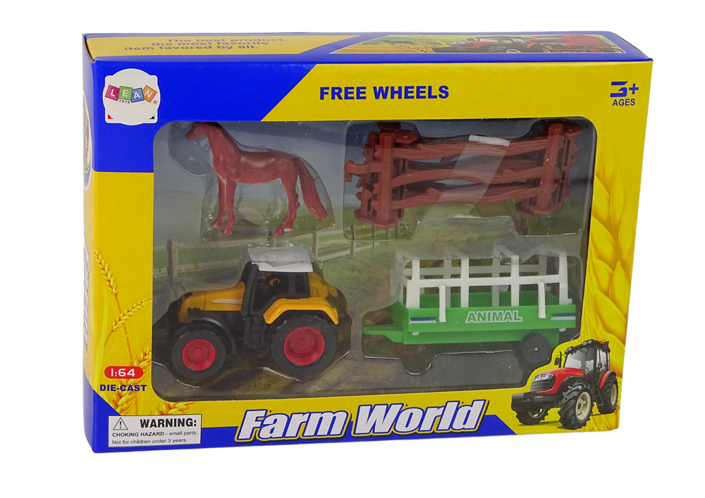 Farm Set Tractor Trailer Horse 1:64