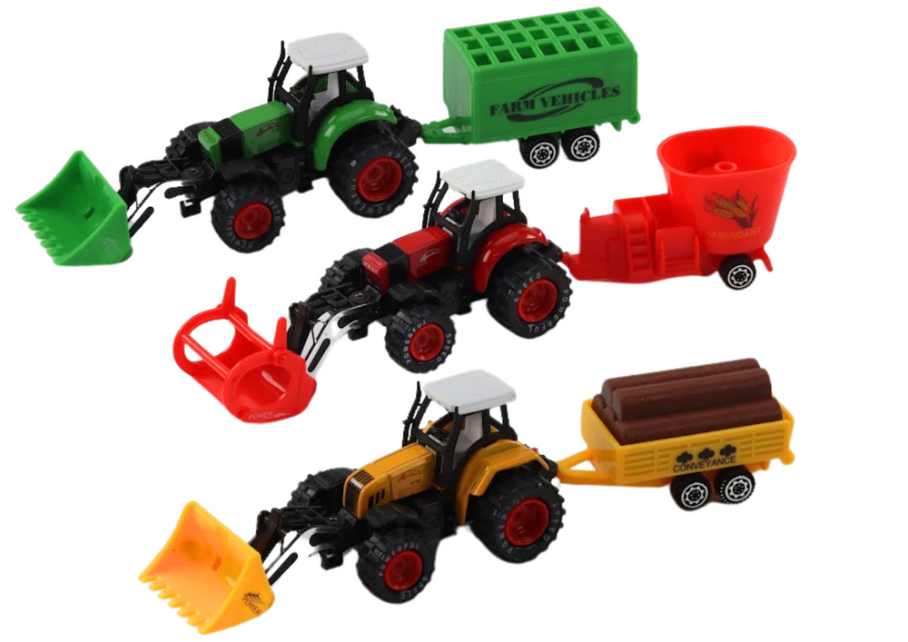 Tractor With Trailer Excavator Bulldozer Agricultural Machine Yellow