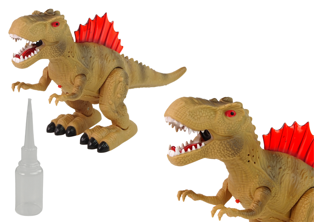 Dinosaur Breathes Fire Steam Lights Battery Pack Brown