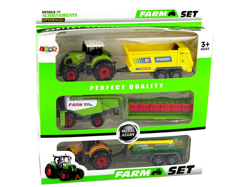 Set of Agricultural Machinery Tractors with Trailers and Harvester