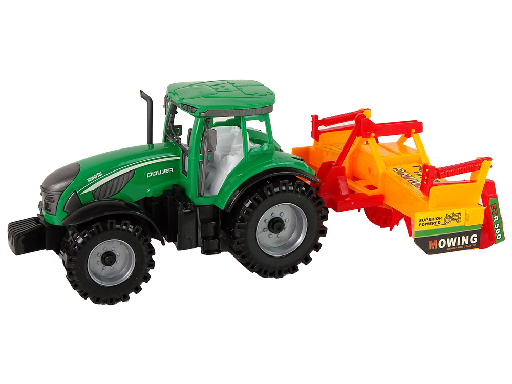 Green Tractor with Orange Cultivator for Kids